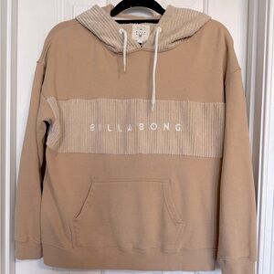 Billabong Tan Pullover Hoodie Corduroy Cream Panel and Accents Size M. Unisex
